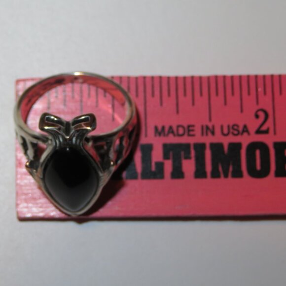 Large Textured Fish Black Onyx Sterling Silver Men Unisex Ring Size 10 - Picture 17 of 17